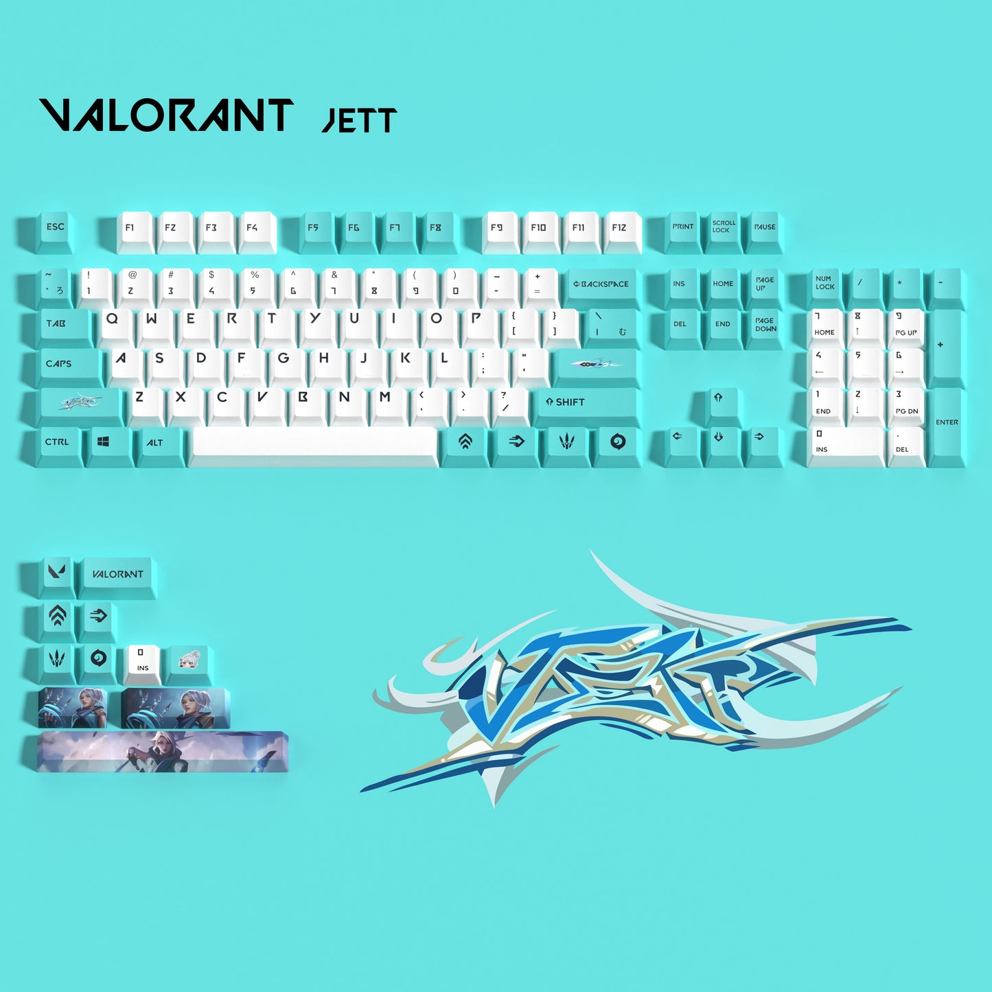 Jett - Valorant - Keycaps ( Chave PBT ) personalizado