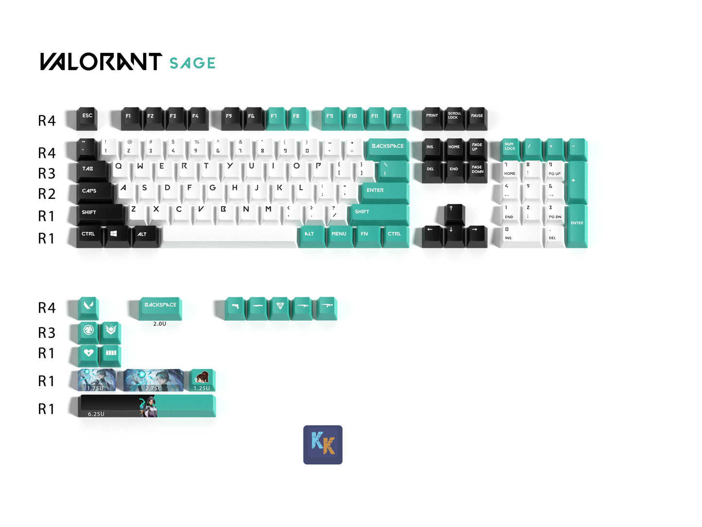 Sage Valorant - Keycaps Personalizados