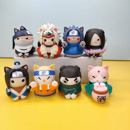 Kit 8 peças 4cm | Miniatura de Naruto Versão gatinho - Kitsune | Loja Geek