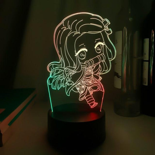 Luminária Led cores Duplas | Kimetsu no yaiba - Kitsune | Loja Geek