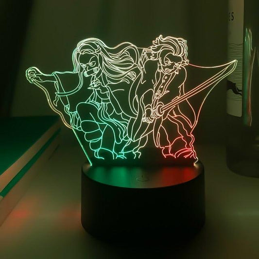 Luminária Led cores Duplas | Kimetsu no yaiba - Kitsune | Loja Geek