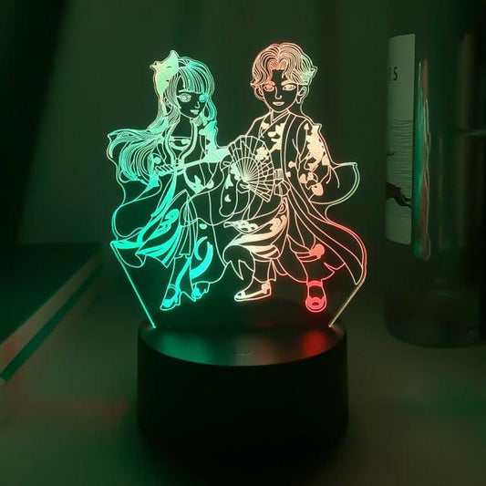 Luminária Led cores Duplas | Kimetsu no yaiba - Kitsune | Loja Geek
