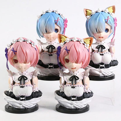 Re zero | Busto Ram e Rem - Kitsune | Loja Geek